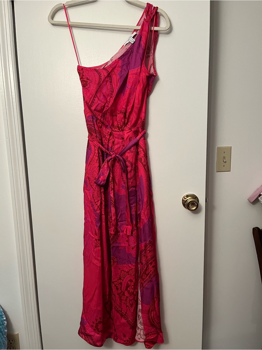 REISS Mila One Shoulder Midi Dress Size 0 Italian Fabric Whimsical - Picture 5 of 12